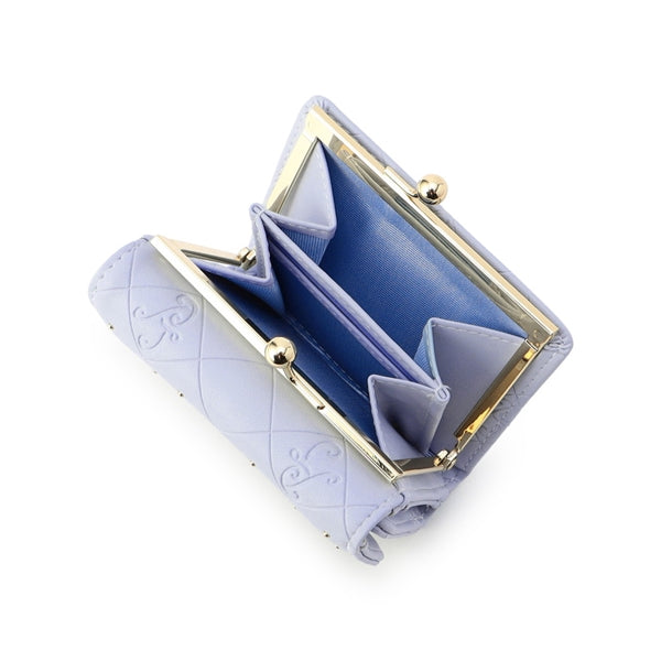 エンボス 口金ミニ財布 ブルー