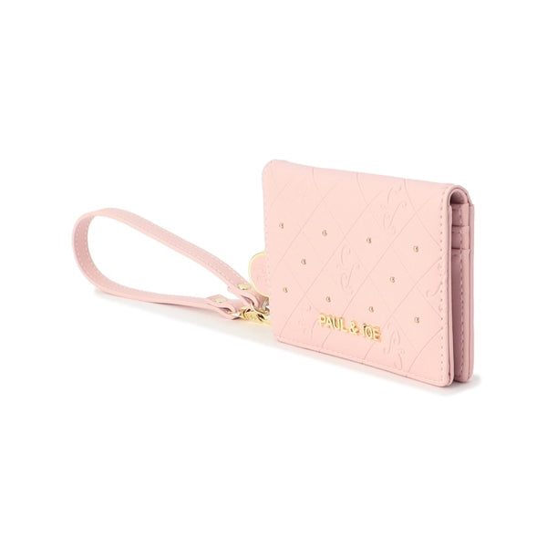 エンボス 2面パスケース ピンク