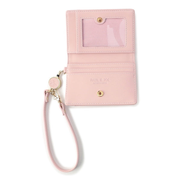 エンボス 2面パスケース ピンク