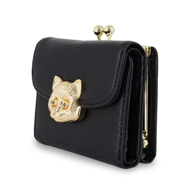 3D CAT FACE 口金ミニ財布 (ブラック)