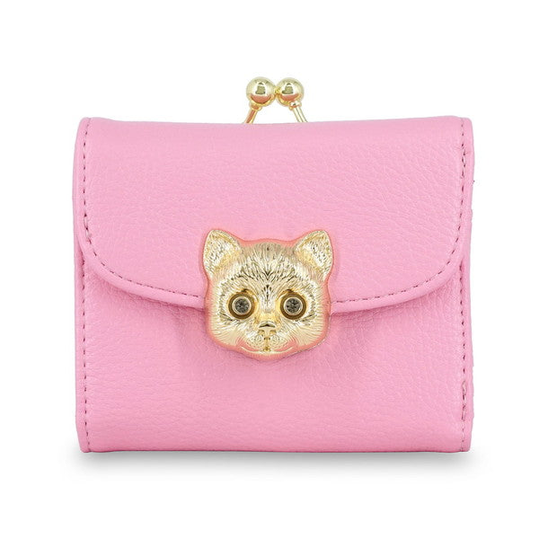 3D CAT FACE 口金ミニ財布 (ピンク)