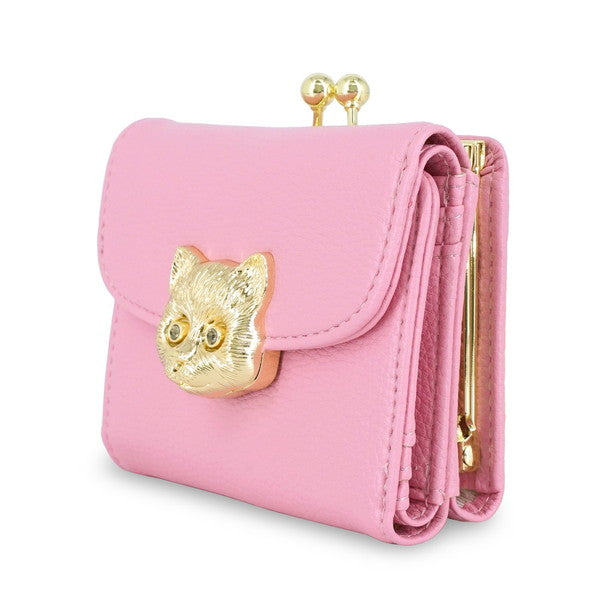 3D CAT FACE 口金ミニ財布 (ピンク)