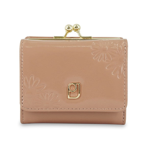 デイジー エンボス 口金ミニ財布 (ベージュ)