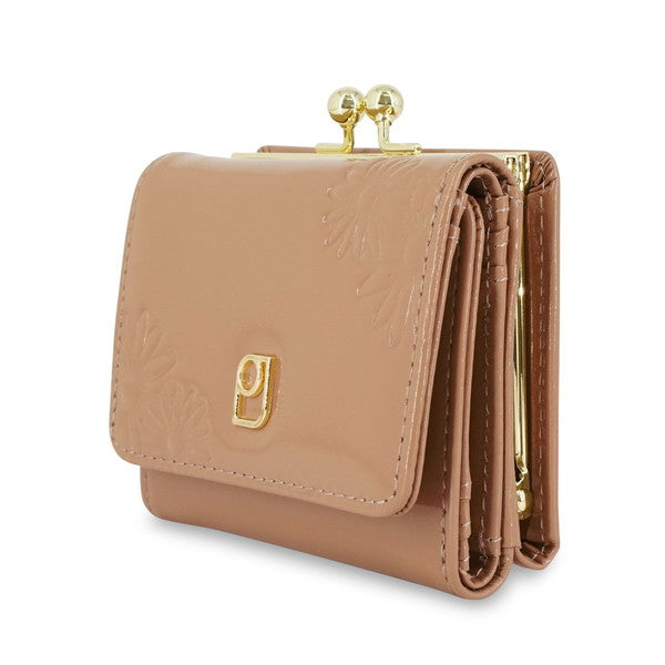デイジー エンボス 口金ミニ財布 (ベージュ)
