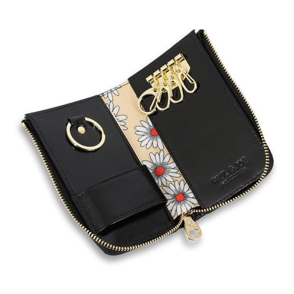 デイジー エンボス キーケース (ブラック)