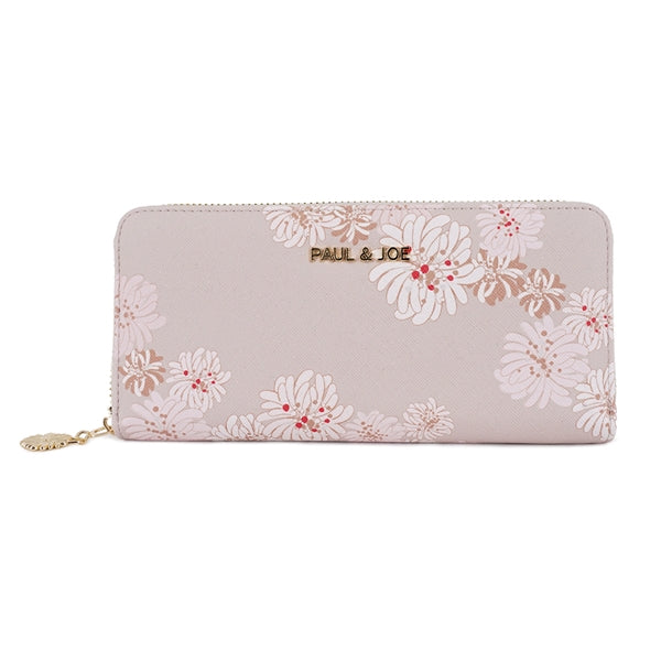 クリザンテーム・ラメプリント ラウンド束入れ ベージュ