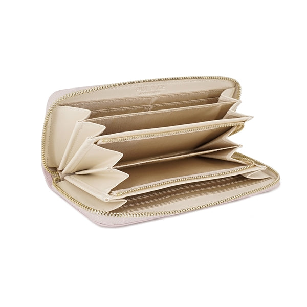 クリザンテーム・ラメプリント ラウンド束入れ ベージュ