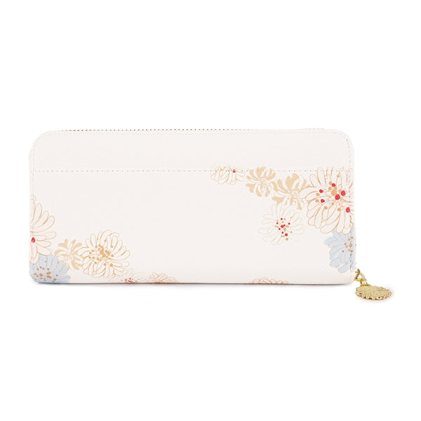 クリザンテーム・ラメプリント ラウンド束入れ アイボリー