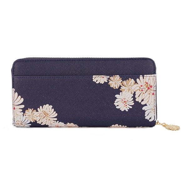 クリザンテーム・ラメプリント ラウンド束入れ ネイビー