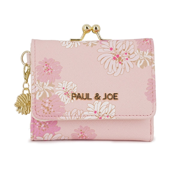 クリザンテーム・ラメプリント 口金ミニ財布 ピンク