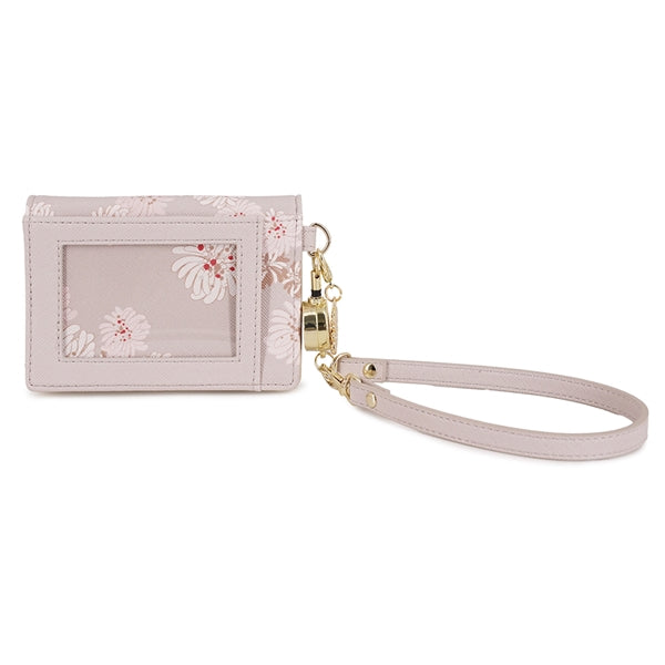 クリザンテーム・ラメプリント 2面パスケース ベージュ