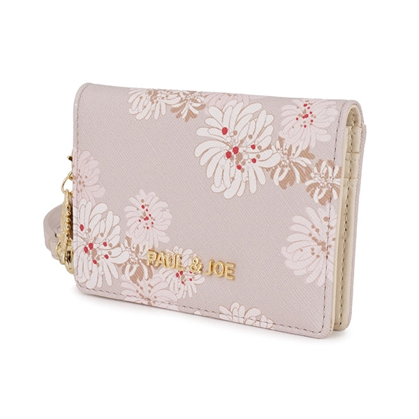 クリザンテーム・ラメプリント 2面パスケース ベージュ