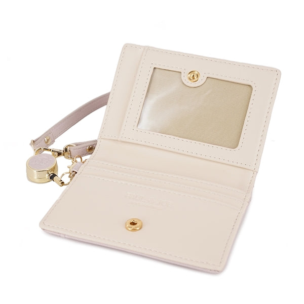 クリザンテーム・ラメプリント 2面パスケース ベージュ