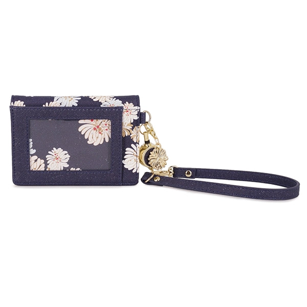 クリザンテーム・ラメプリント 2面パスケース ネイビー