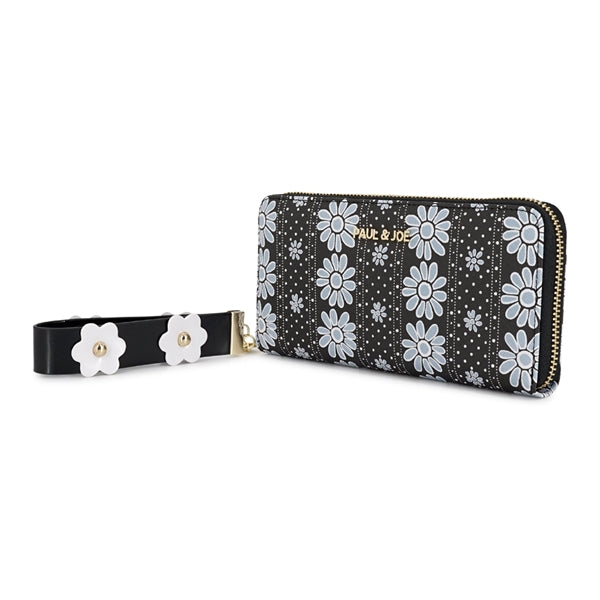 フラワープリント ラウンド束入れ ブラック