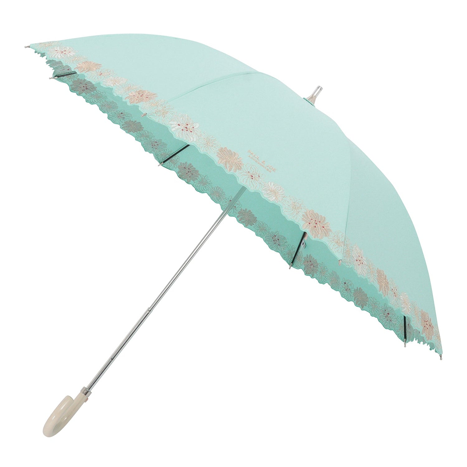 日傘(晴雨兼用) 長傘 クリザンテーム刺繍 ライトグリーン