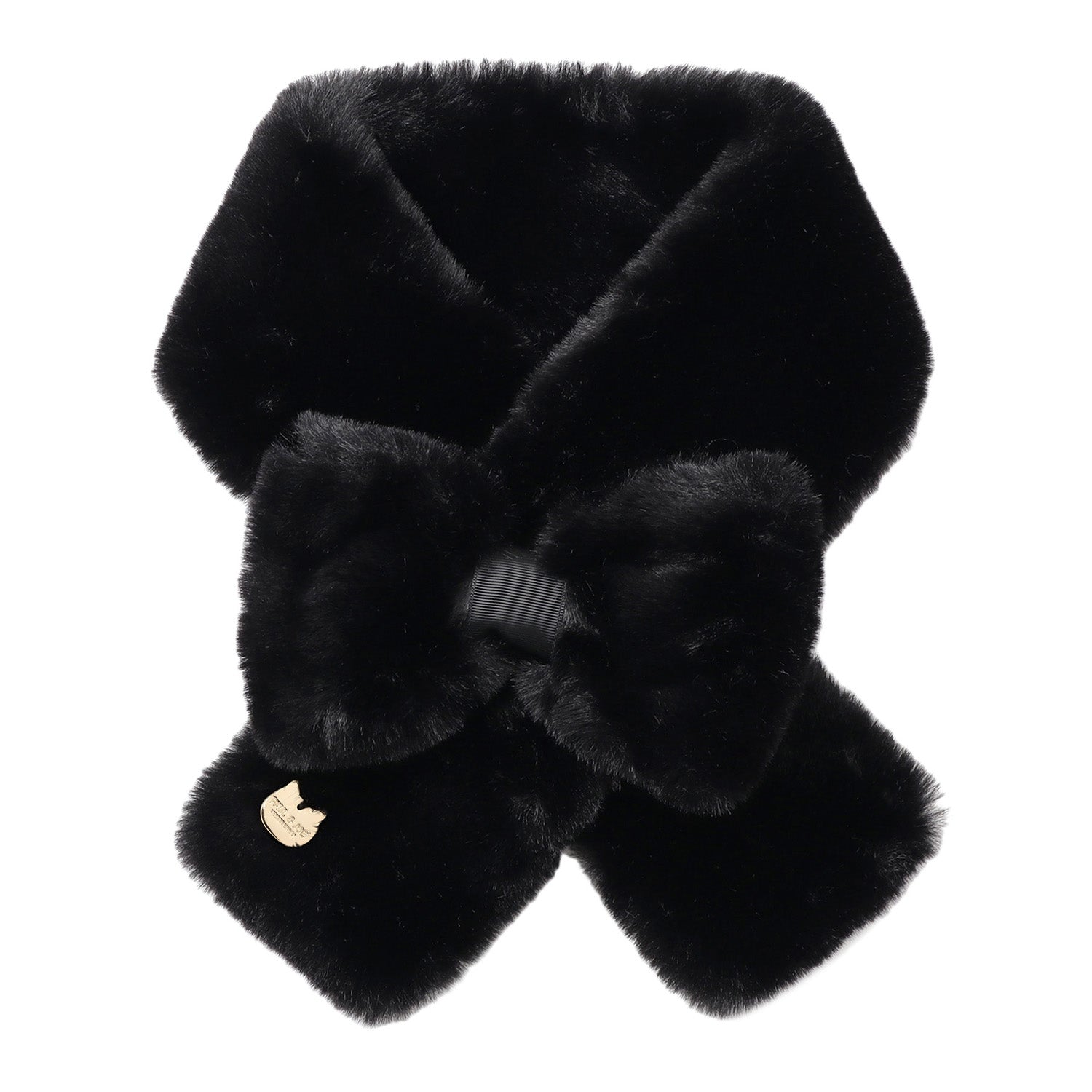 ファーリボンマフラー ブラック