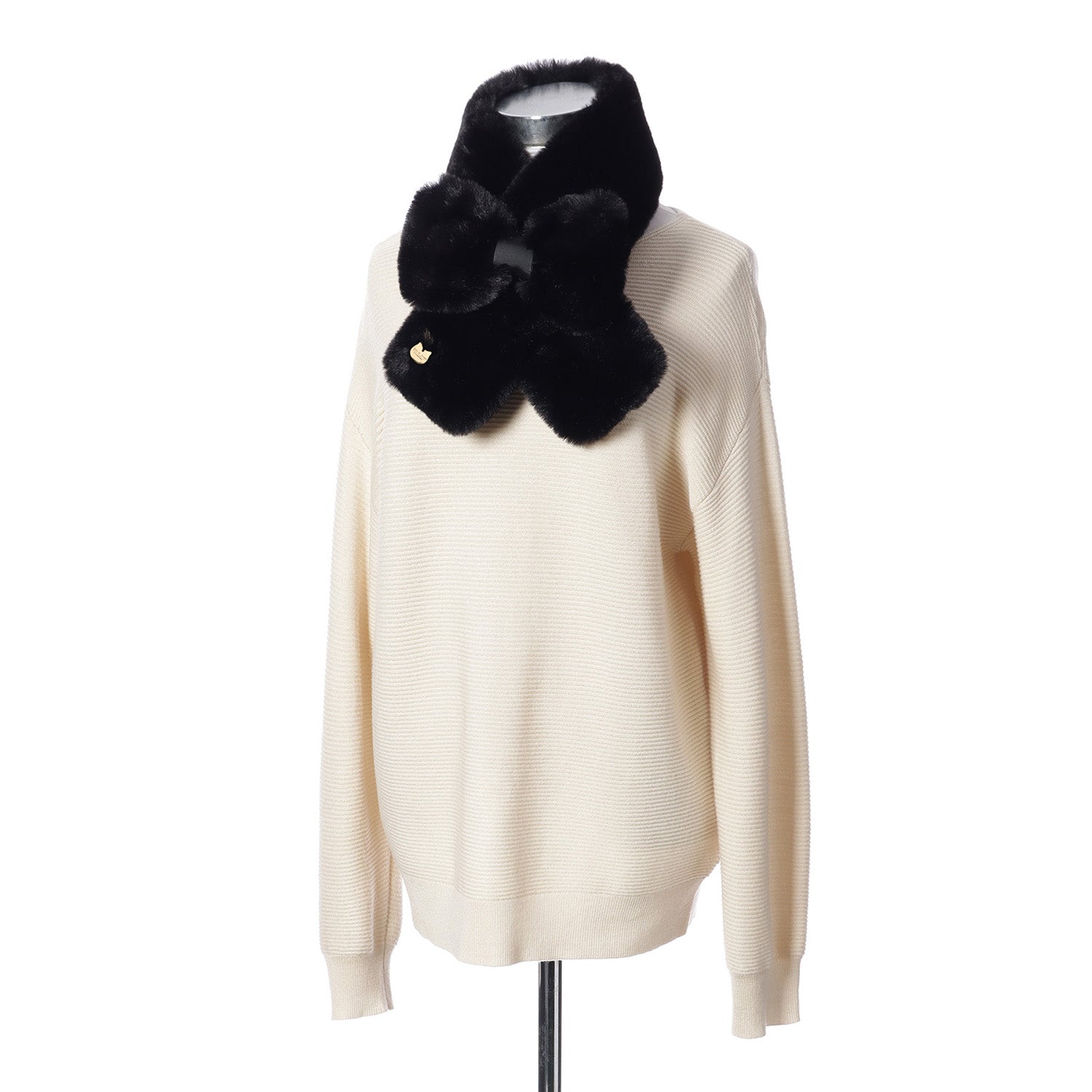 ファーリボンマフラー ブラック