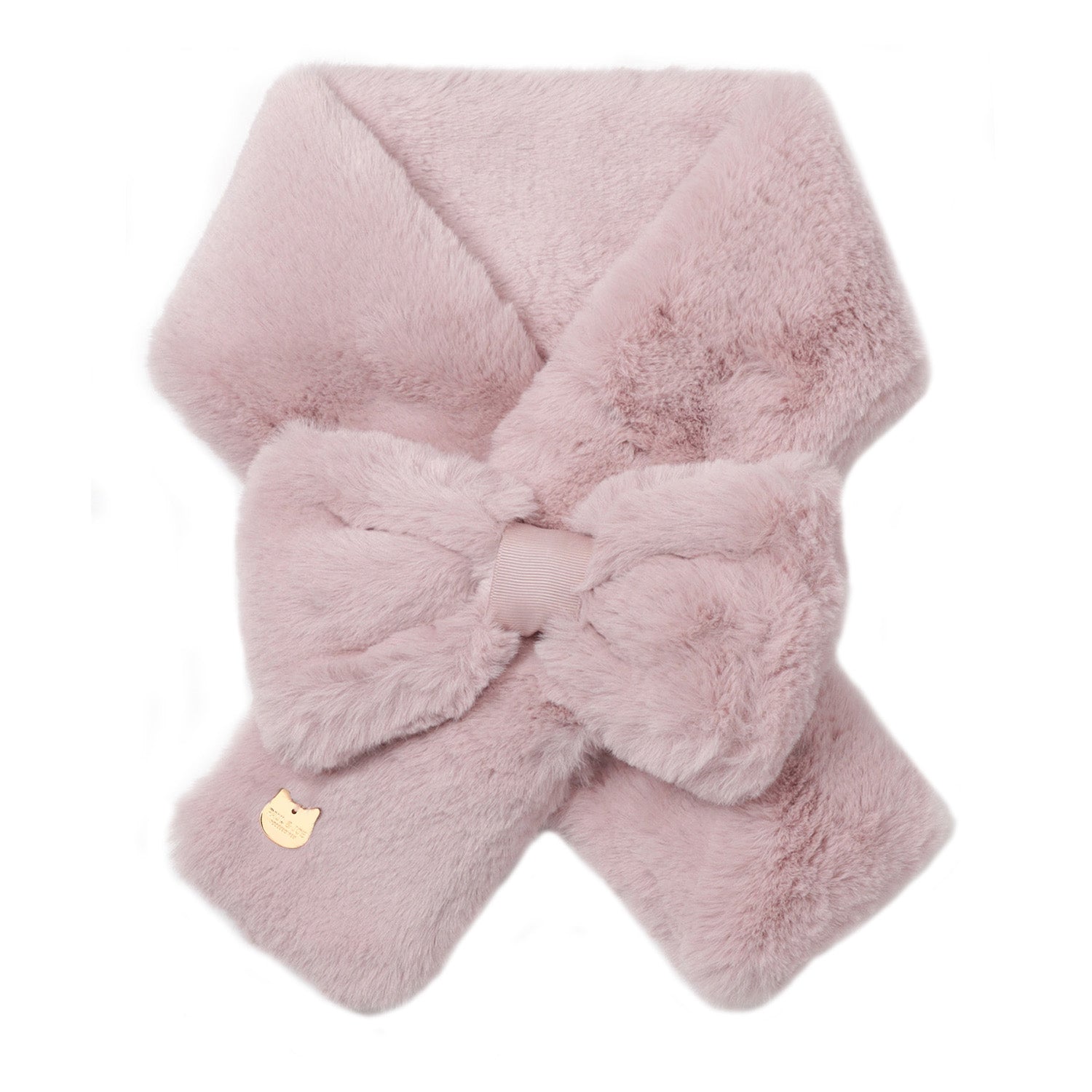 ファーリボンマフラー ペールピンク