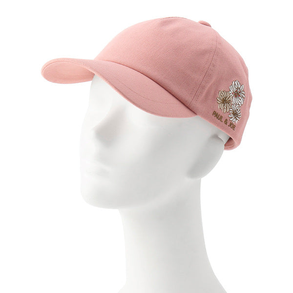 クリザンテーム刺繍キャップ ペールピンク
