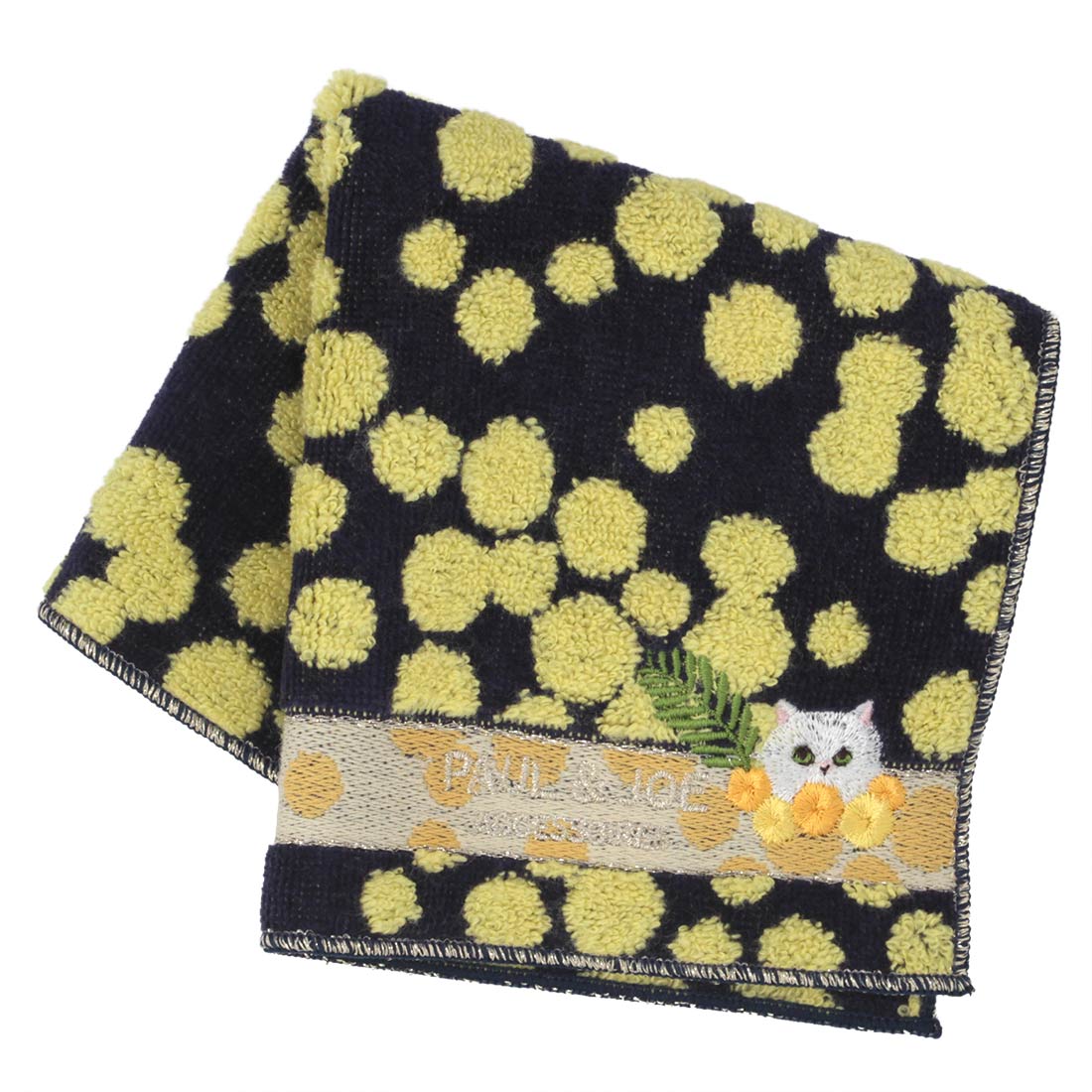 【ミモザ】タオルハンカチ（ネイビー）