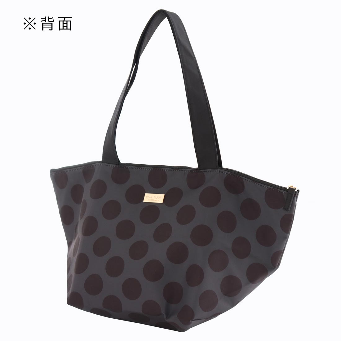 簡易保冷保温バッグ（ポルカドット・ロゴ　ブラック）