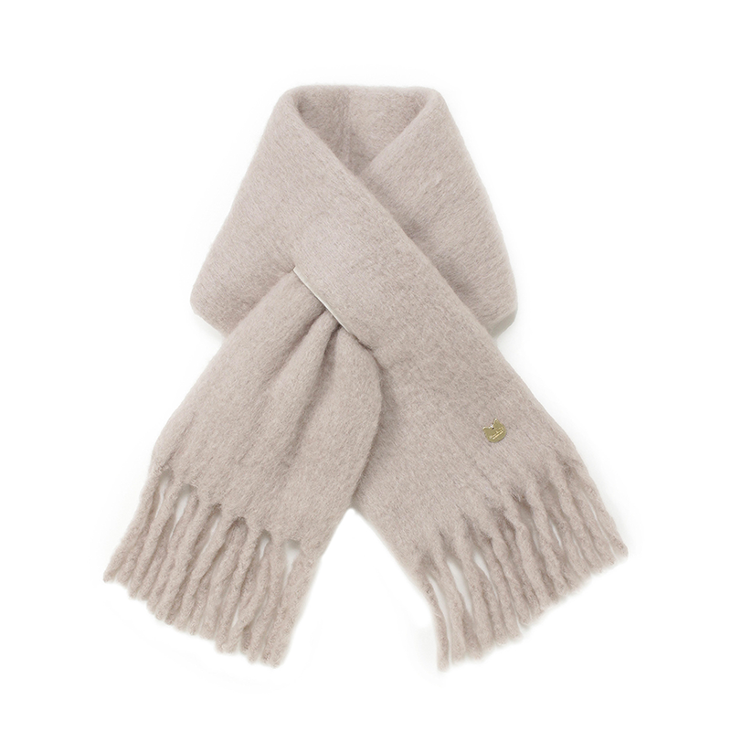 ウール混無地ボリュームマフラー　グレー