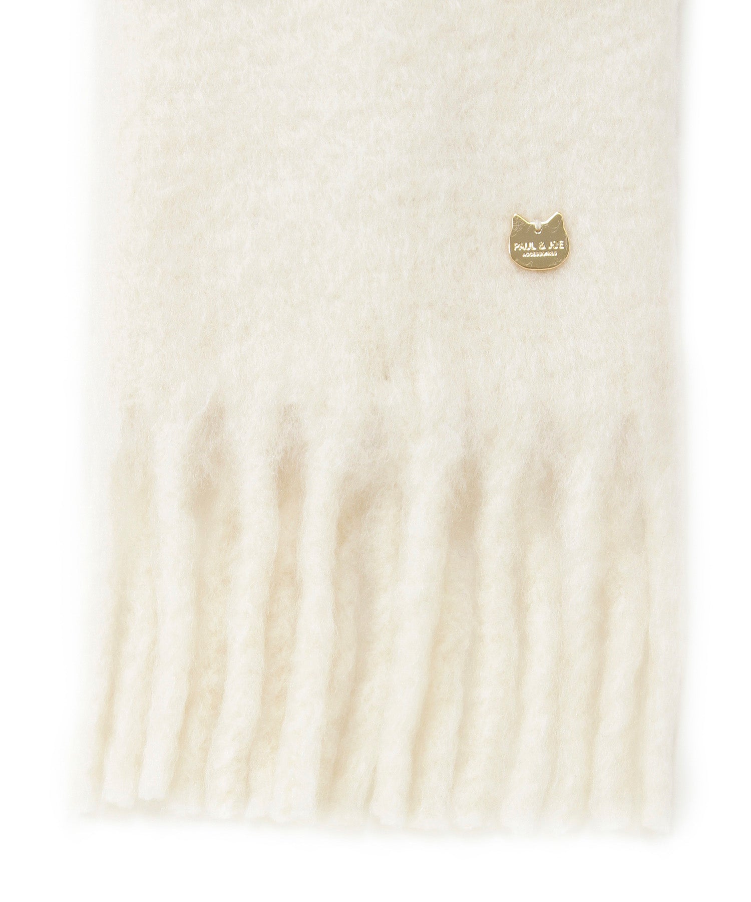 ウール混無地ボリュームマフラー　オフホワイト