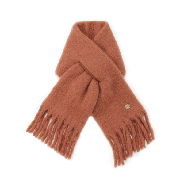 ウール混無地ボリュームマフラー　ブラウン