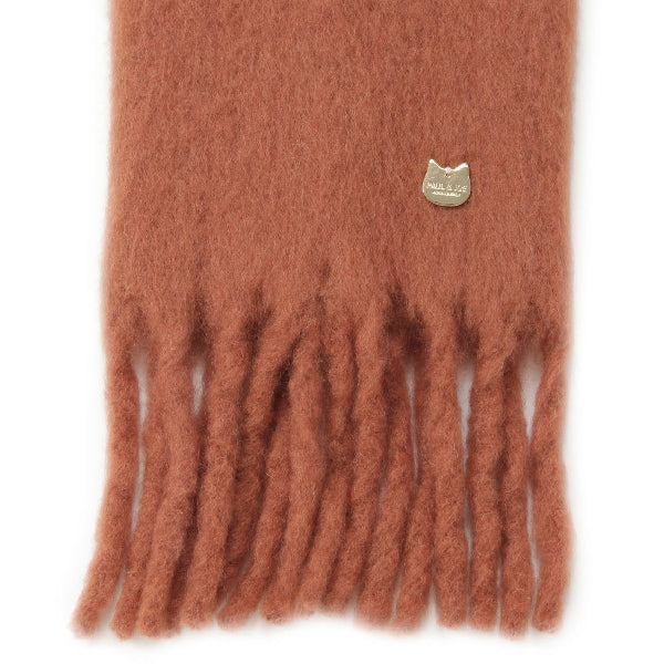 ウール混無地ボリュームマフラー　ブラウン