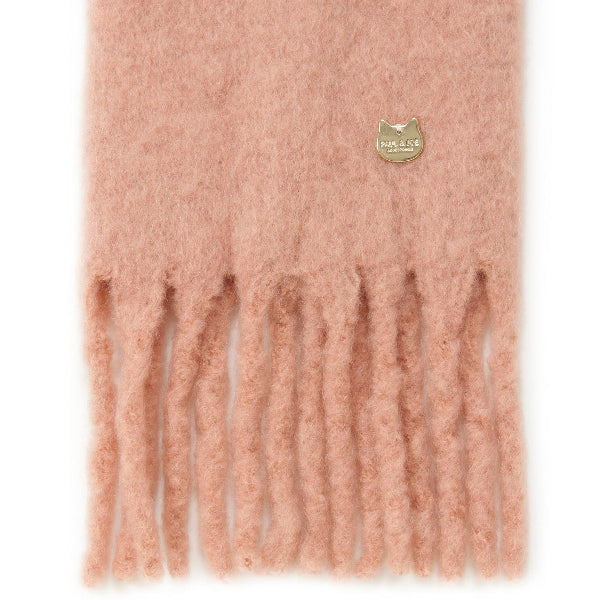 ウール混無地ボリュームマフラー　ピンク