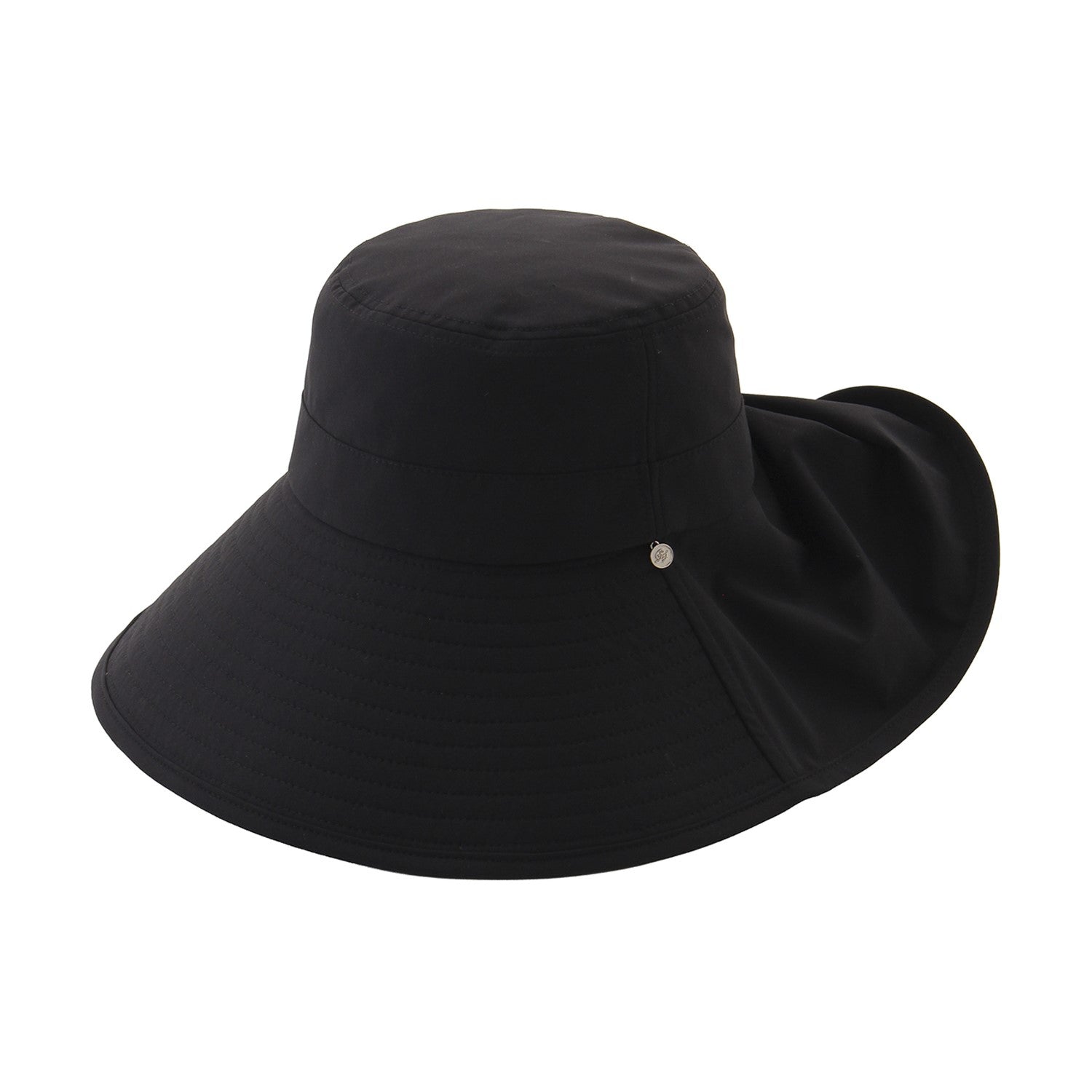 後ろ垂れつき広つばハット　ブラック