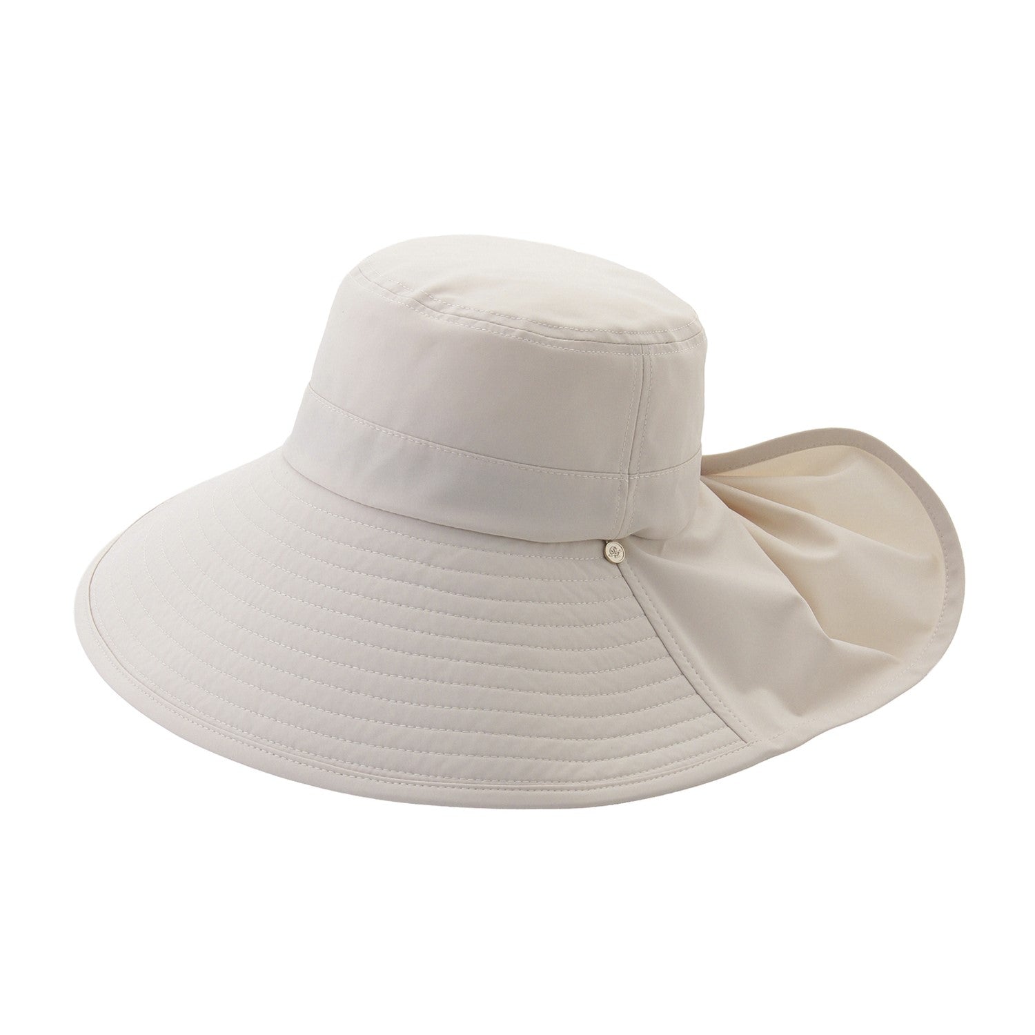 後ろ垂れつき広つばハット　オフホワイト