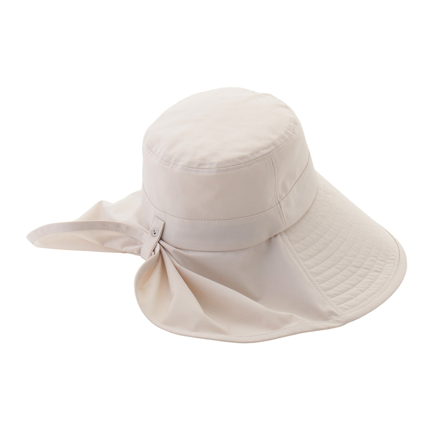 後ろ垂れつき広つばハット　オフホワイト