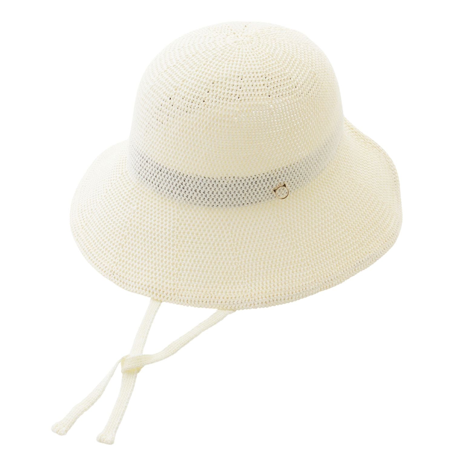 ひも付きボンネット　オフホワイト