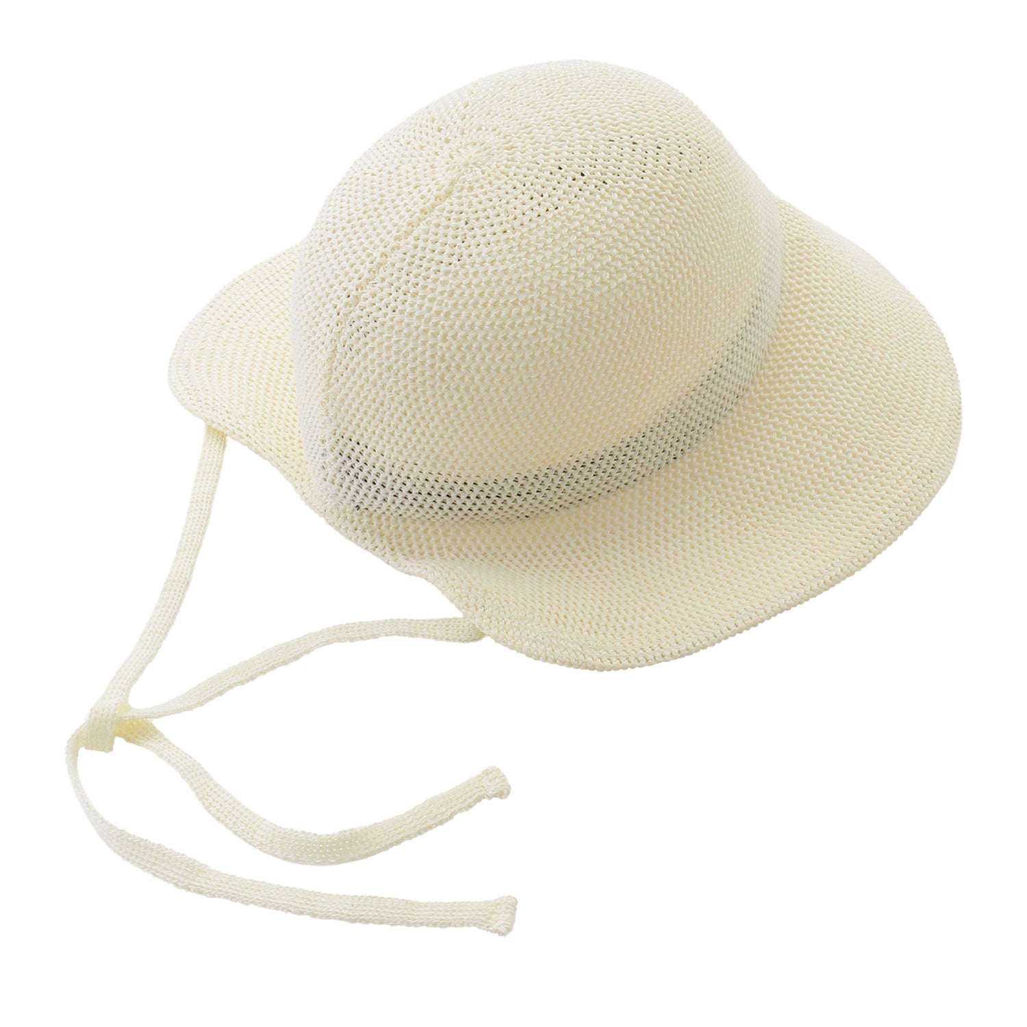 ひも付きボンネット　オフホワイト