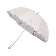 日傘（晴雨兼用）　長傘　ワンポイントクリザンテーム刺繍　オフホワイト
