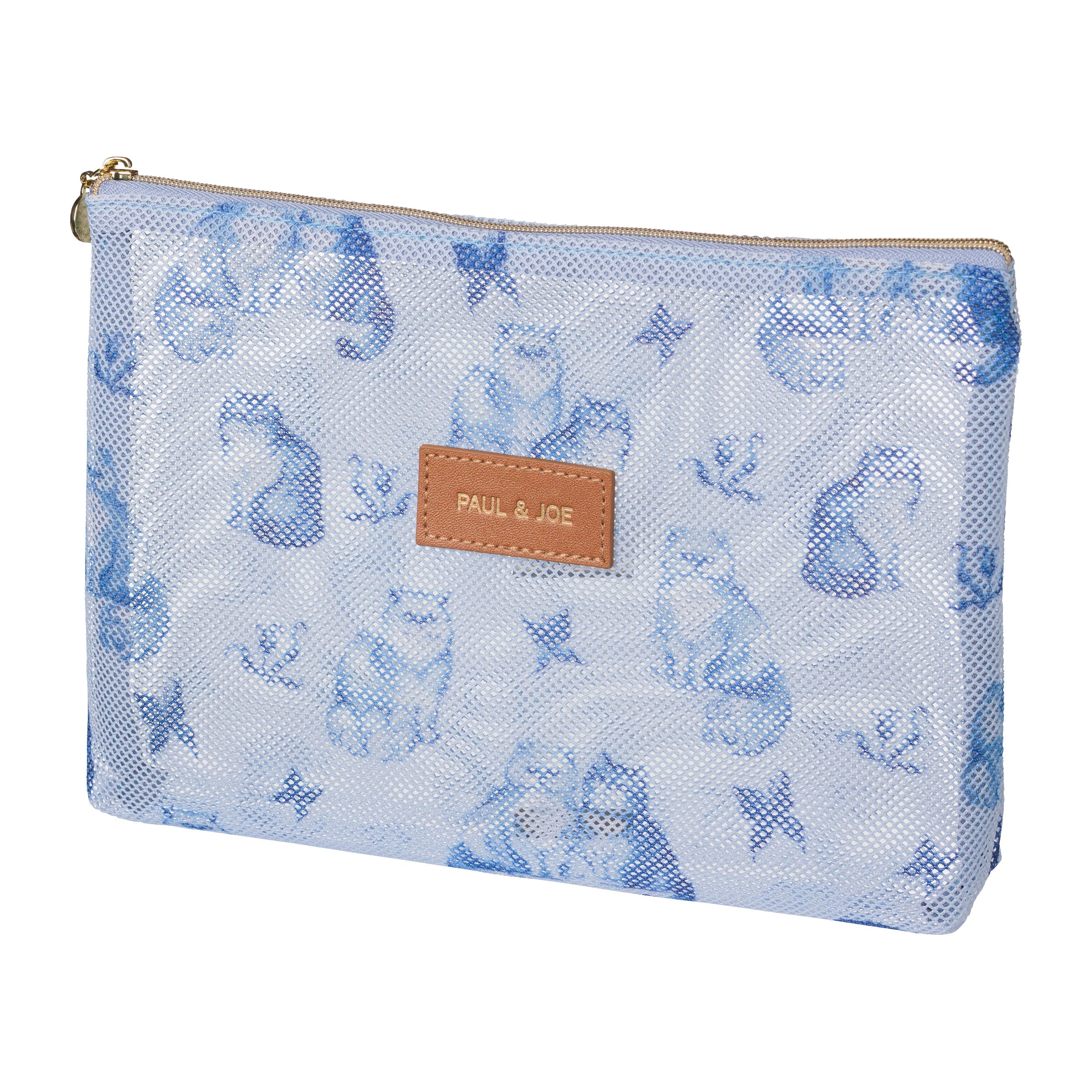 プリントメッシュフラットポーチ＜アクワレル・キャッツ＞