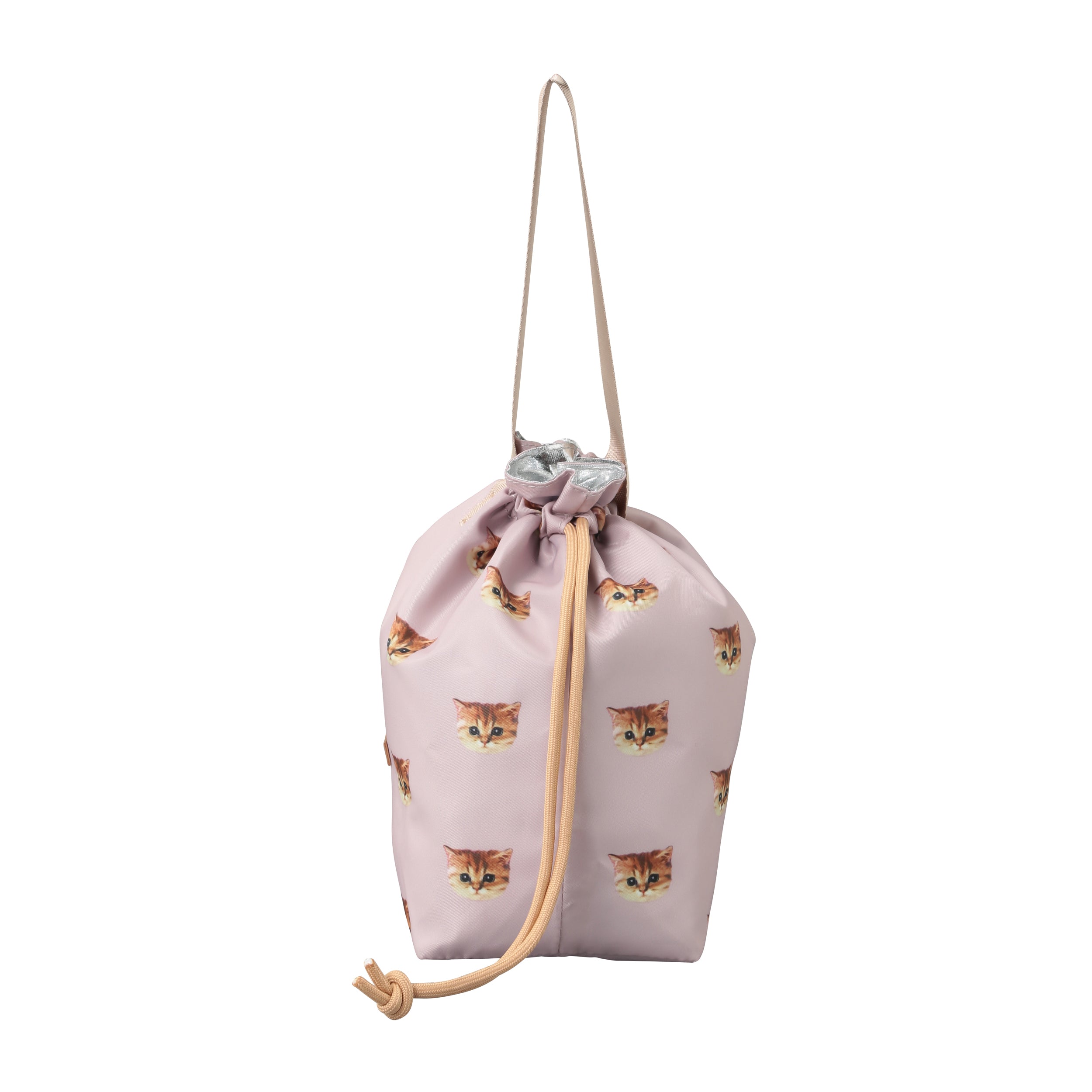 ランチ巾着バッグ ＜ヌネット・ピンクベージュ＞