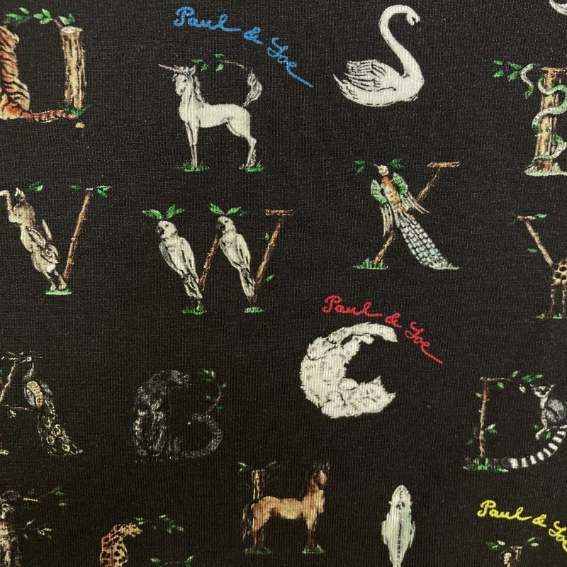 アルファベット動物柄　前開きボクサーパンツ（ブラック）