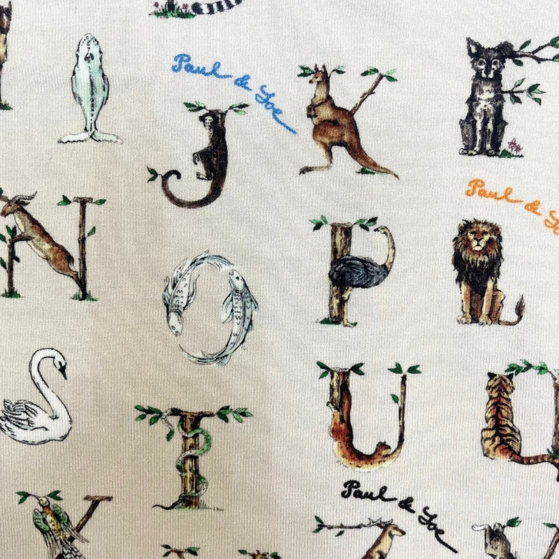 アルファベット動物柄　前開きボクサーパンツ（ベージュ）