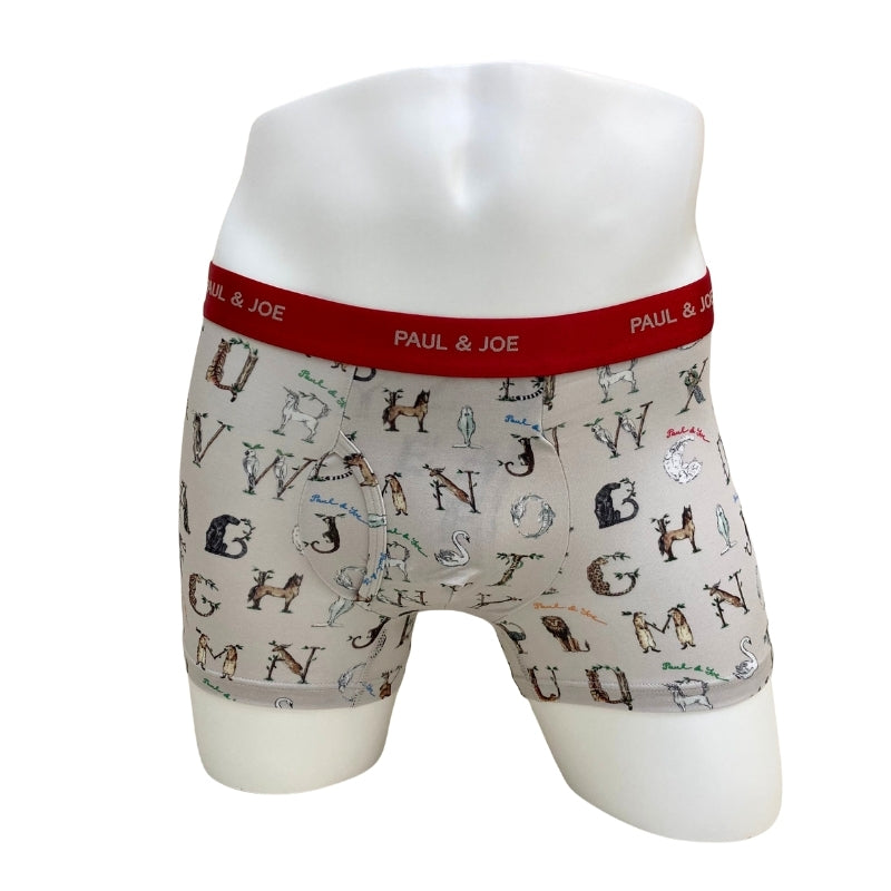 アルファベット動物柄　前開きボクサーパンツ（ベージュ）