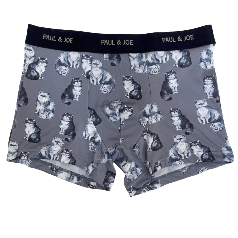 ネコリピート柄　前閉じボクサーパンツ（グレー）