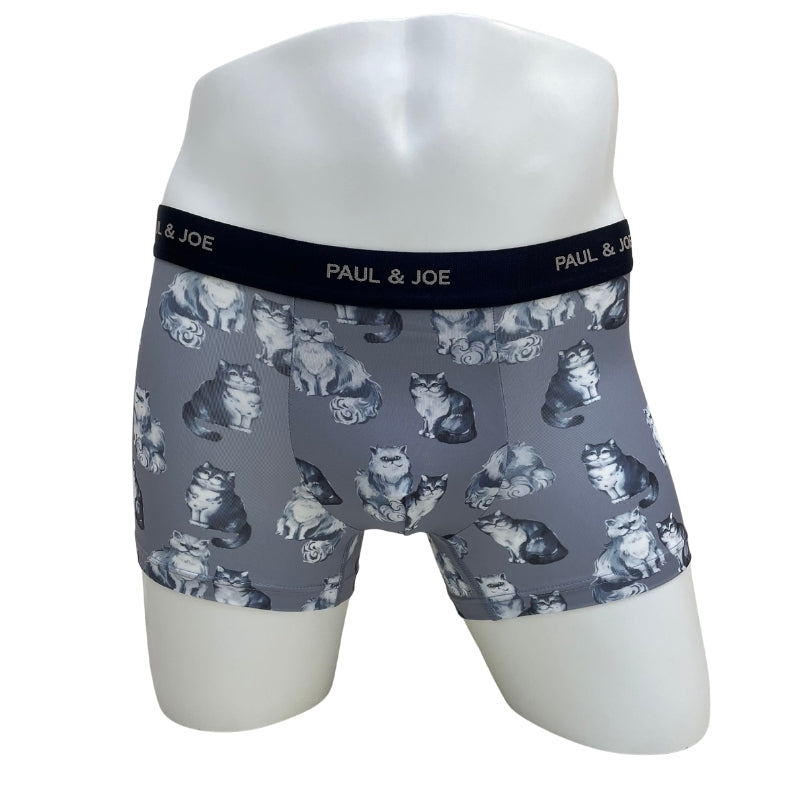 ネコリピート柄　前閉じボクサーパンツ（グレー）