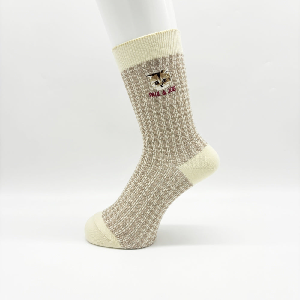 【レディース】千鳥チェックヌネット刺繍　ソックス