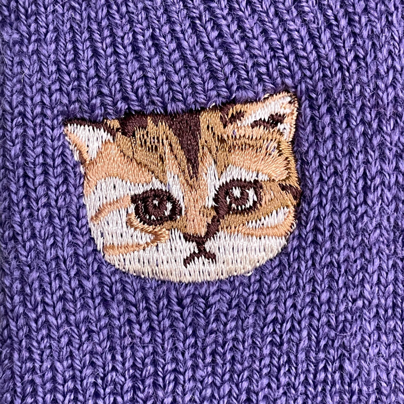 【レディース】ハマグリ無地ヌネット刺繍　ルームソックス（パープル）