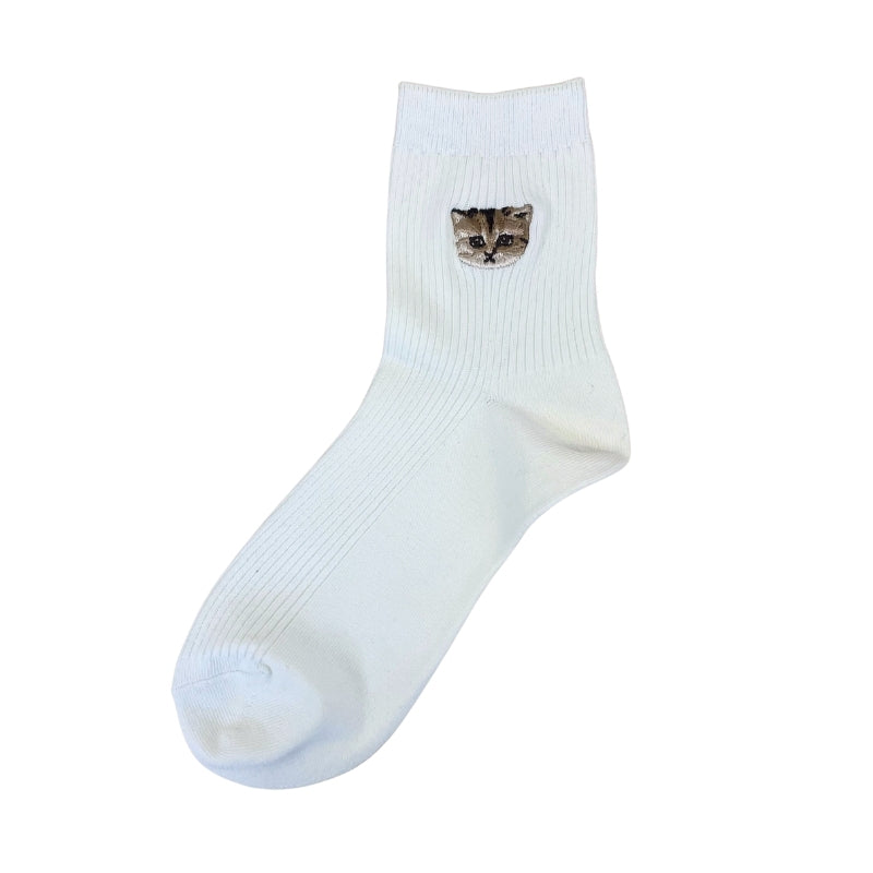 【レディース】ヌネットワンポイント刺繍ソックス（アイボリー）