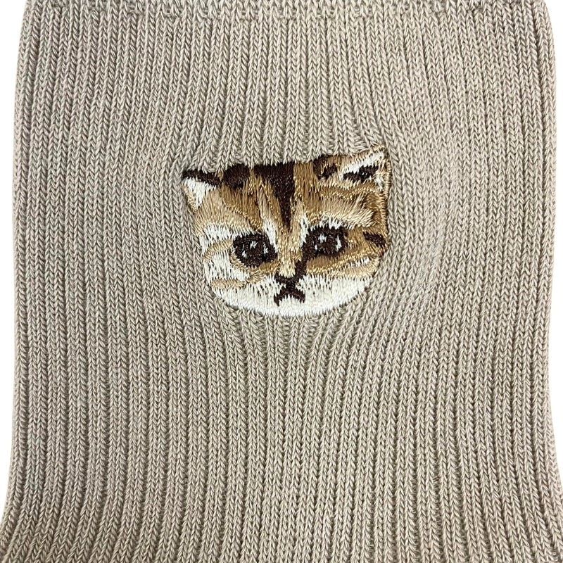 【レディース】ヌネットワンポイント刺繍ソックス（ベージュ）