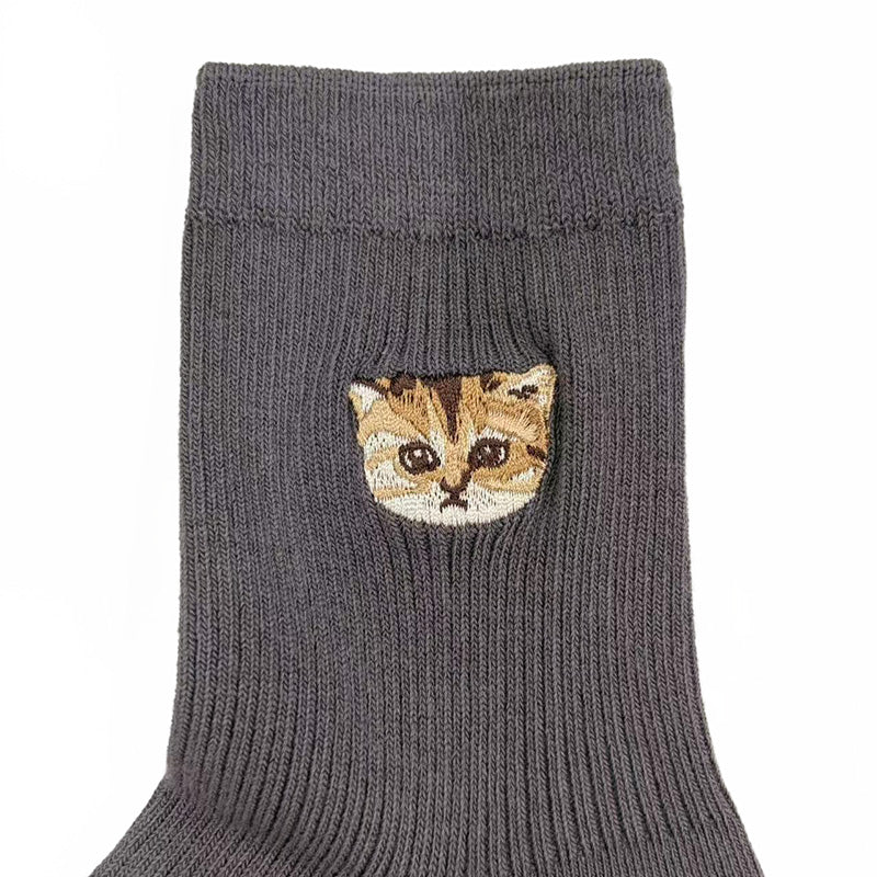【レディース】ヌネットワンポイント刺繍　レディースソックス（グレー）