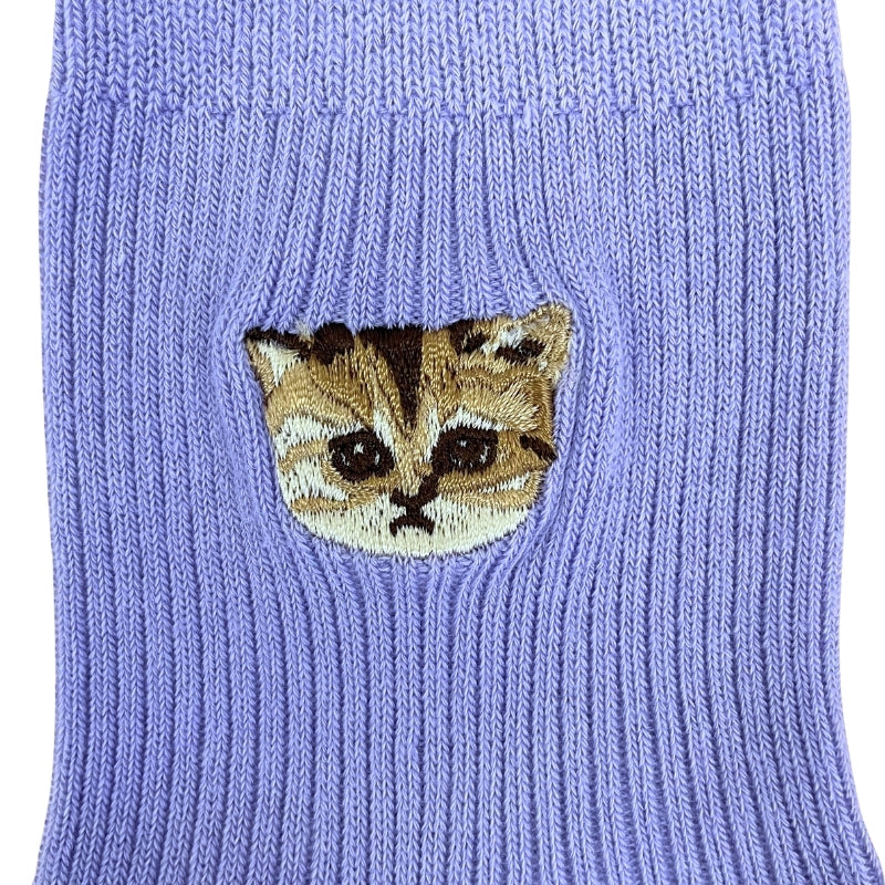 【レディース】ヌネットワンポイント刺繍ソックス（ラベンダー）